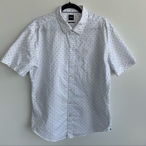 Hugo Boss white/black short sleeve button up shirt